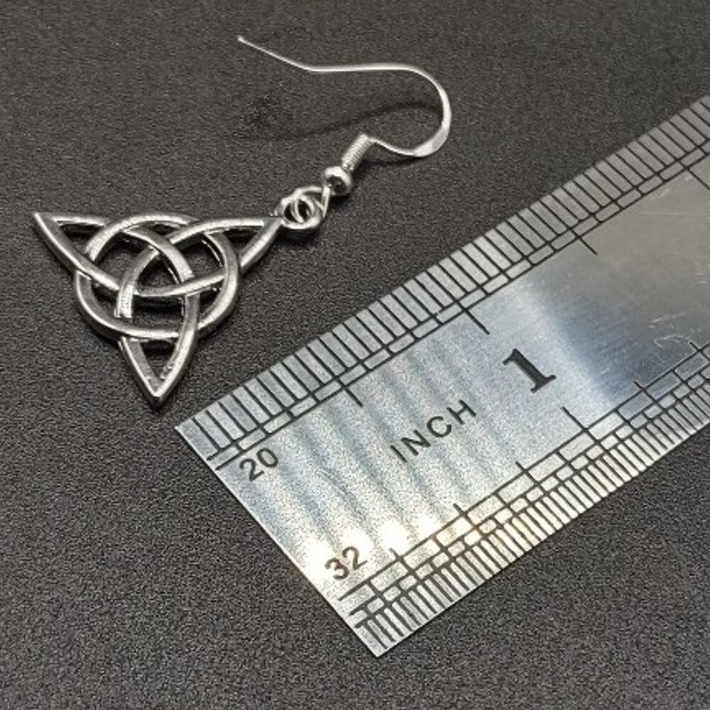 925 Silver Hooked Earrings Trinity Celtic Knot Viking Vintage BOHO Fashion Gift - Picture 5 of 6